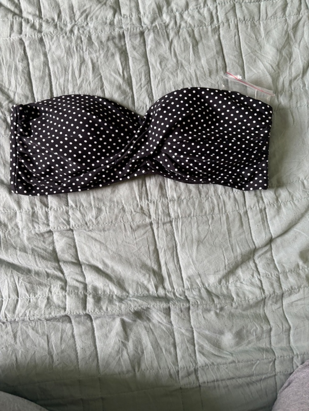 Black & White Polka Dot Bandeau Bikini Top